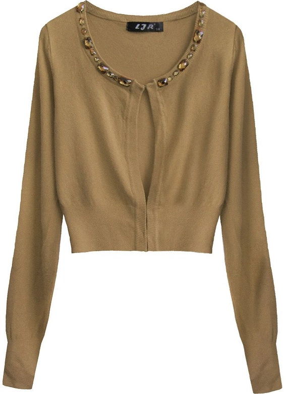 KRÓTKI ZDOBIONY SWETEREK KARMELOWY (X1518X)