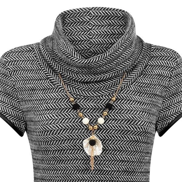 TUNIKA W JODEŁKĘ Z KOMINEM CZARNO-BIAŁA (N5)