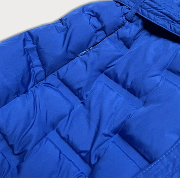 Długi damski bezrękawnik z paskiem chabrowy (jin217)