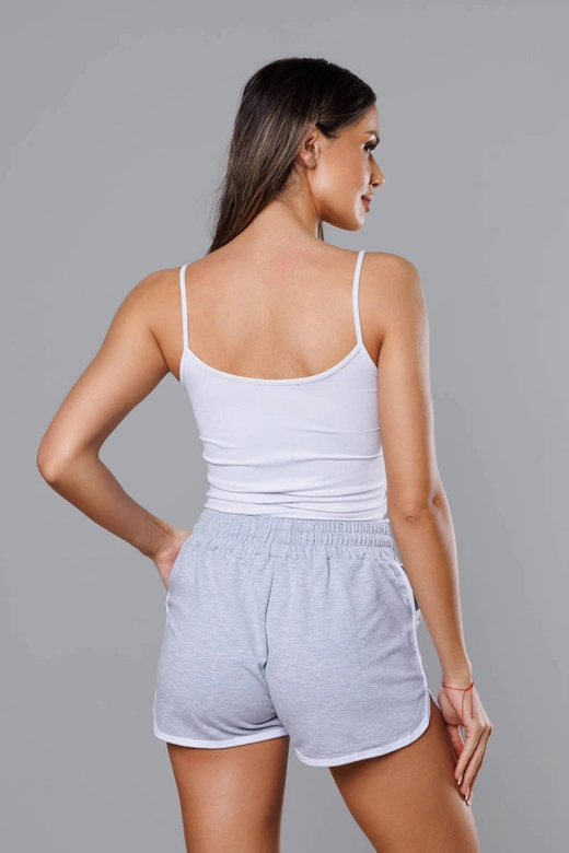 Damskie szorty z kontrastową lamówką jasnoszare (8K208-2)