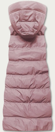Długa puchowa kamizelka damska różowa (5M728-46)