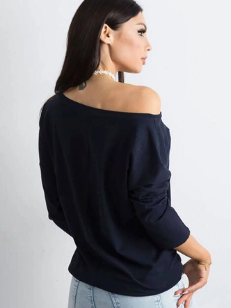 Luźna bluzka z wiązaniem na dole granatowa (4691)