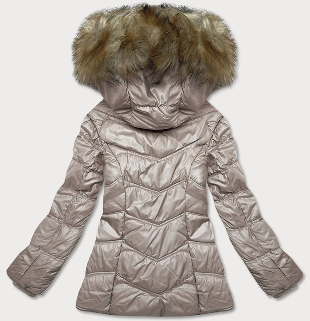 Pikowana przejściowa kurtka damska camel (H-205)