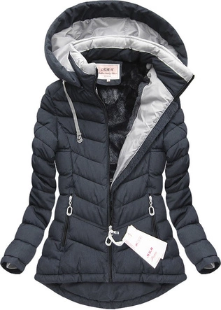 PIKOWANA KURTKA Z KAPTUREM GRAFITOWA (W525)