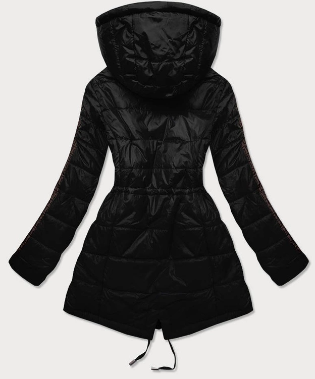 Dwustronna kurtka damska czarno-brązowa (w556-1)