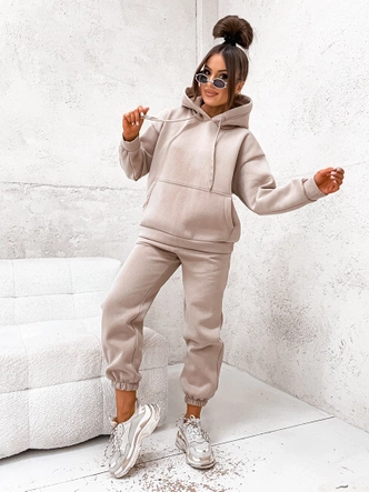 Bawełniany gruby dres damski beżowy (82143)