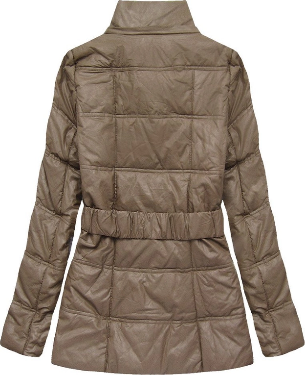 KURTKA Z EKOSKÓRY Z FUTERKIEM BRĄZOWA (X6005X)