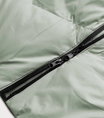 Lekka zimowa kurtka damska szarozielona (5m735-156)