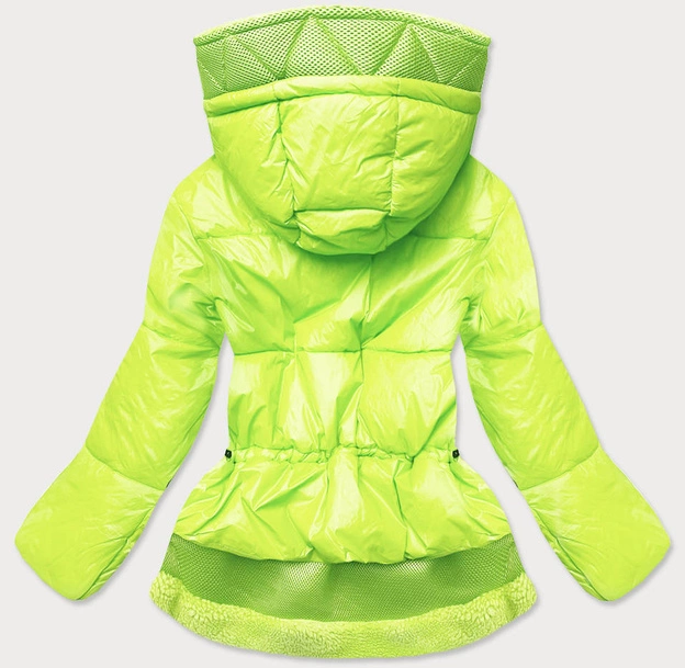 KRÓTKA ZIMOWA KURTKA DAMSKA Z KAPTUREM NEONOWO ŻÓŁTA (JIN211)