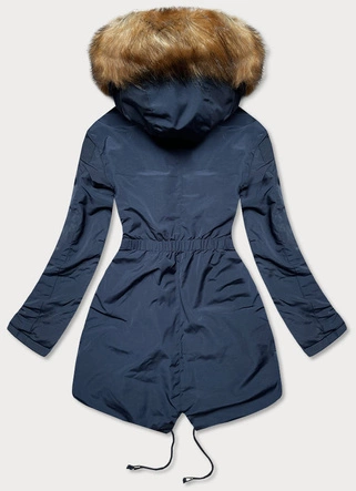 Dwustronna kurtka damska zimowa granatowo-biała (m-21508)