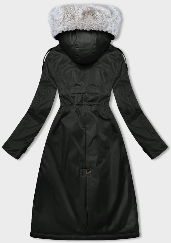 Parka damska zimowa z futerkiem army-beż (B557-11046)