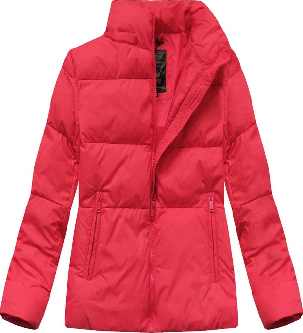 Zimowa krótka pikowana kurtka damska czerwona (7694)