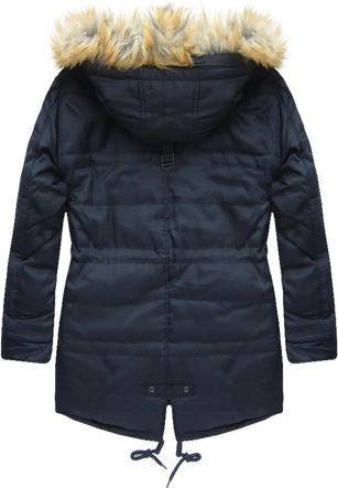 GRUBA KURTKA ZIMOWA Z KAPTUREM GRANATOWA (702AL)