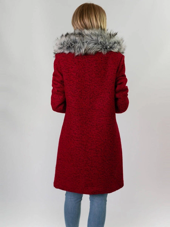 KRÓTKI PŁASZCZ ZIMOWY ZE STÓJKĄ BORDOWY (536/2ART)