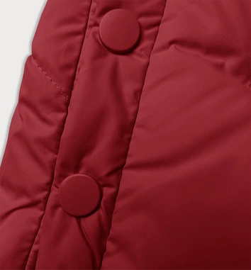 Zimowa kurtka damska z ozdobnym wykończeniem czerwona (3021)