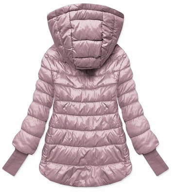 Krótka kurtka damska z dzianinowymi ściągaczami różowa (P22/P3-6636/P3-6023-52)