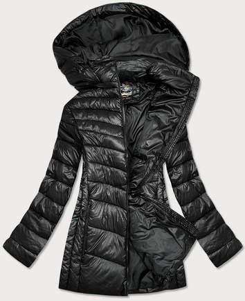 ZIMOWA BŁYSZCZĄCA KURTKA DAMSKA CZARNA (7723PLUS)