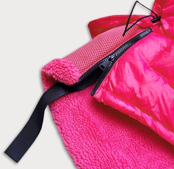 Krótka zimowa kurtka damska z kapturem różowa (jin211)