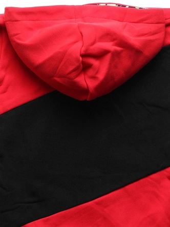 DŁUŻSZA BLUZA Z KAPTUREM CZERWONO-CZARNA (549A)
