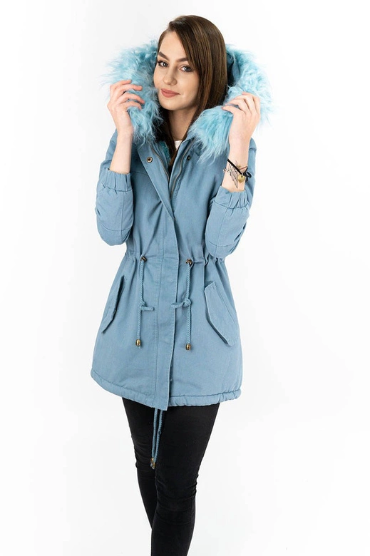 ZIMOWA PARKA DAMSKA NIEBIESKA (D-196-5)
