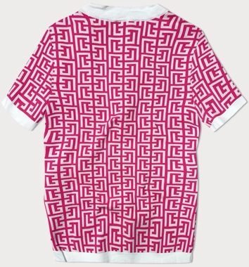 Bluzka z dzianiny z krótkim rękawem fuksja (009)