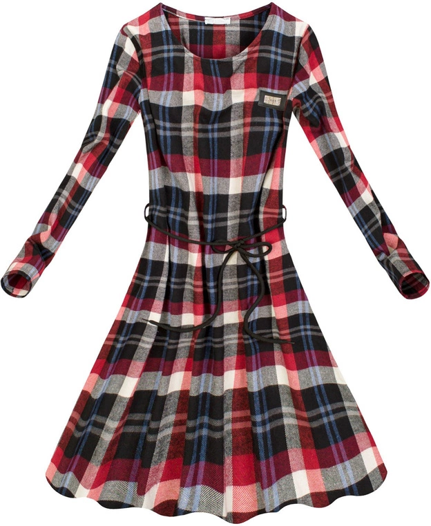 BORDOWA FLANELOWA SUKIENKA W KRATĘ (GOOD83)