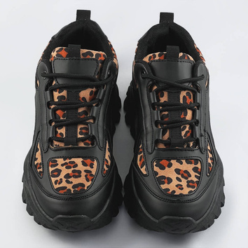 Buty sportowe damskie panterka czarne (6370)