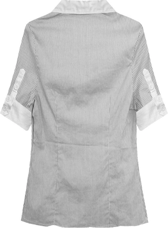 KOSZULA Z KRÓTKIM RĘKAWEM SZARO-BIAŁA (6011)