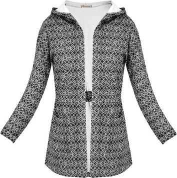 NARZUTKA Z KAPTUREM W DROBNE ROMBY CZARNA (8023)