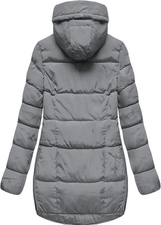 DAMSKA PIKOWANA ZIMOWA KURTKA Z KAPTUREM SZARA (X859X)