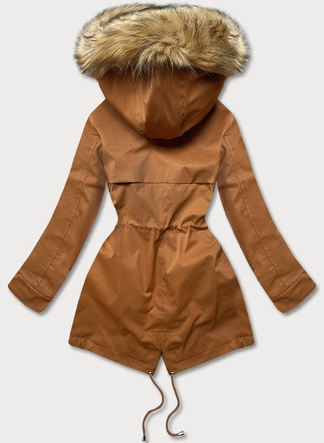 PARKA DAMSKA Z PODPINKĄ KARMELOWA (M-21201)