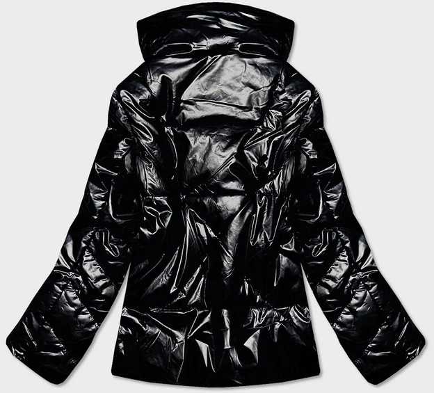 Kurtka damska z połyskiem czarna (omdl-023)