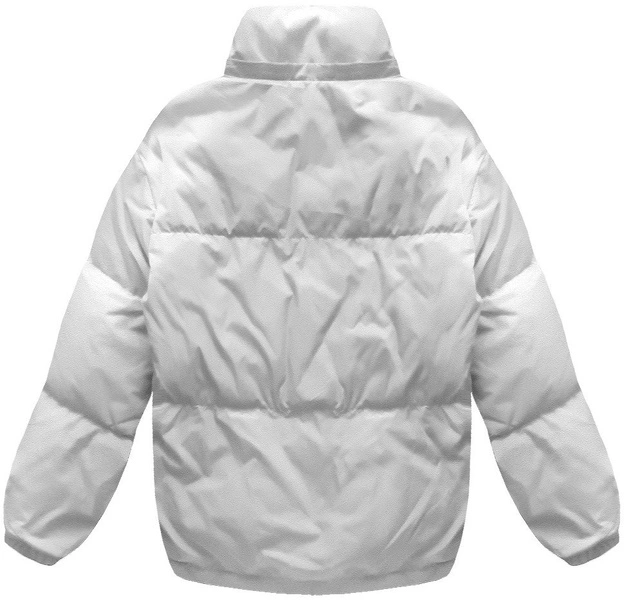 Krótka kurtka damska zimowa z puchem naturalnym biała (7113)