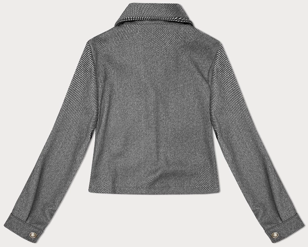 Krótka kurtka w prążki z ozdobnymi guzikami szara (244002)