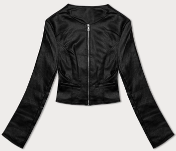 Krótka kurtka ze skóry ekologicznej J Style czarna (11Z8110)