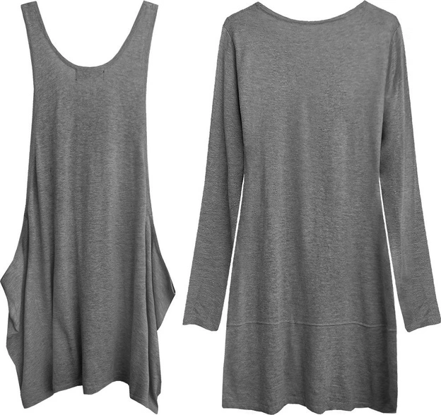 BAWEŁNIANY KOMPLET TUNIKA+BLUZKA CIEMNOSZARY (1196)