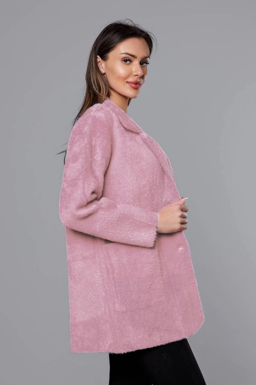 Krótka wełniana narzutka alpaka blady róż (7108-1)