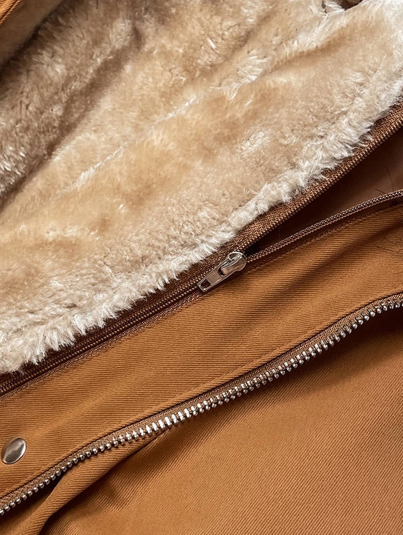 PARKA DAMSKA Z PODPINKĄ KARMELOWA (M-21201)