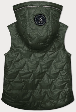 Cienka kamizelka damska ze złotym suwakiem S'West khaki (B8229-11)