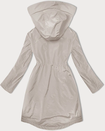 Lekko ocieplana kurtka damska z kapturem LHD jasny beżowy (LHD-24589)