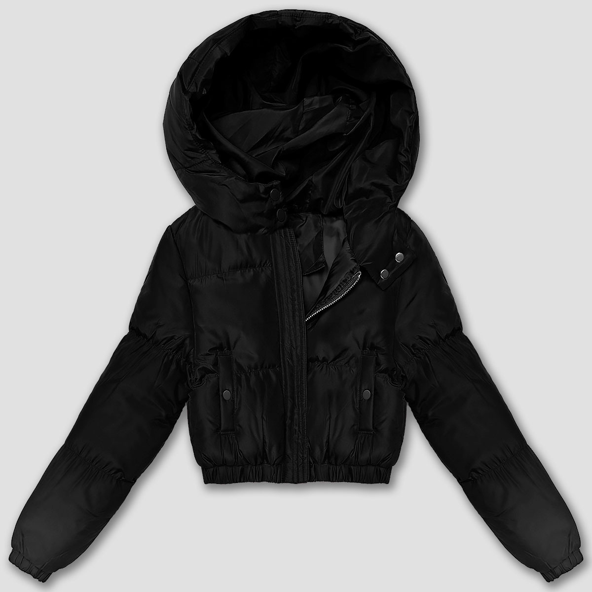Krótka kurtka zimowa puffer J Style czarna mat (5M3360-392)