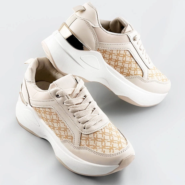 Sportowe buty damskie beżowe (sg-137)