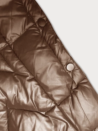 Długa kurtka pikowana damska Glakate camel (LU-2203)