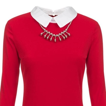 SUKIENKA Z KOŁNIERZEM I NASZYJNIKIEM CZERWONA (9313)