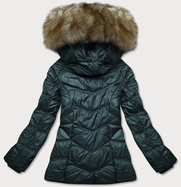 Pikowana przejściowa kurtka damska ciemna zielona (H-205)