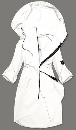 Cienka narzutka damska z kapturem śmietana (B8118-26)