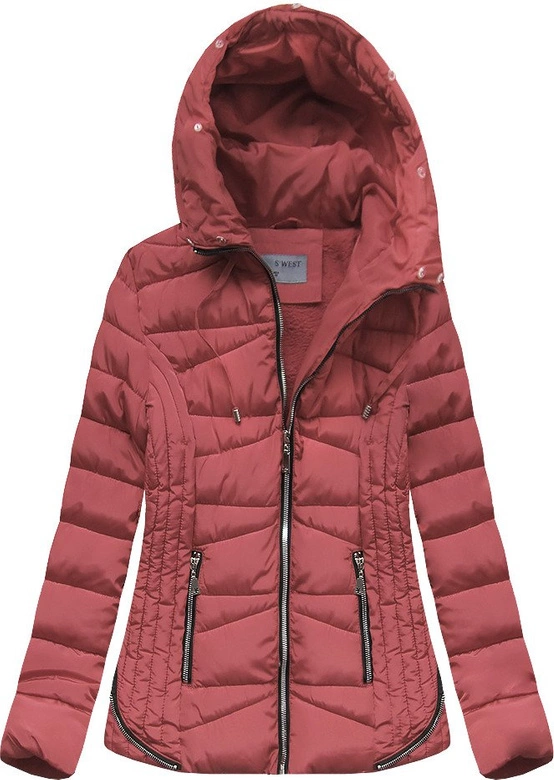 PIKOWANA ZIMOWA KURTKA DAMSKA Z KAPTUREM RÓŻOWA (B2631)