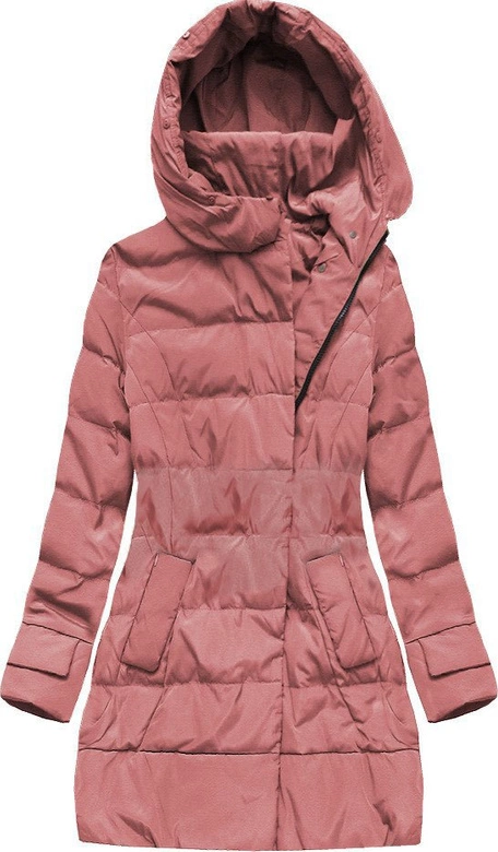 ZIMOWA KURTKA DAMSKA Z KAPTUREM RÓŻOWA (X1976X)