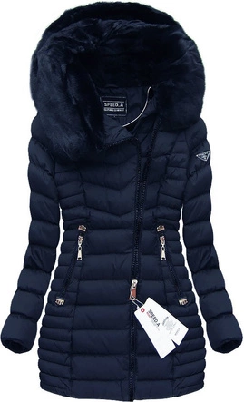 PIKOWANA KURTKA Z KAPTUREM GRANATOWA (W820)