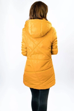 CIENKA KURTKA DAMSKA Z ASYMETRYCZNYM DOŁEM ŻÓŁTA (B9531)